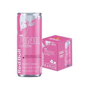 Red Bull Pink Edition Energy Drink. Wild Berries. 8.4 fl. oz. with 80mg Caffeine. Taurine & B Vitamins