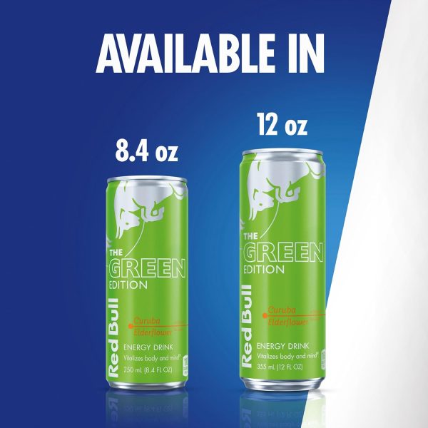 Red Bull Green Edition Energy Drink. Curuba Elderflower. 8.4 fl. oz. with 80mg Caffeine. Taurine & B Vitamins - Image 7