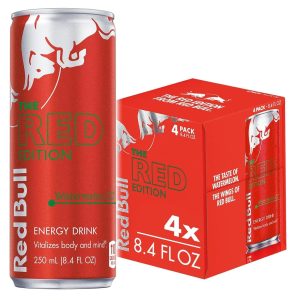 Red Bull Red Edition Energy Drink. Watermelon. with 80mg Caffeine plus Taurine & B Vitamins. 8.4 Fl Oz