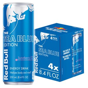 Red Bull Sea Blue Edition Energy Drink. Juneberry. with 80mg Caffeine plus Taurine & B Vitamins. 8.4 Fl Oz