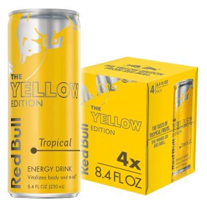 Red Bull Yellow Edition Energy Drink. Tropical. with 80mg Caffeine plus Taurine & B Vitamins. 8.4 Fl Oz